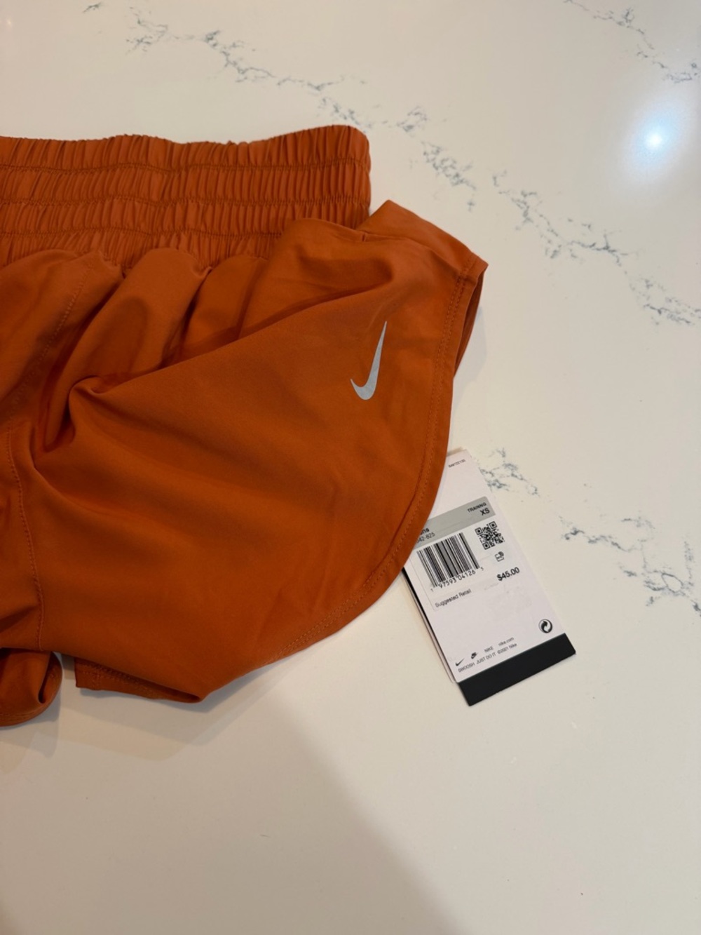 Nike Women's Rust Orange Elastic-Waist Athletic Shorts